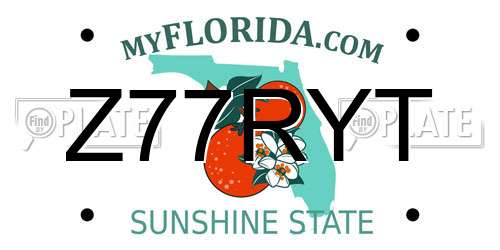 Z77RYT Florida License Plate