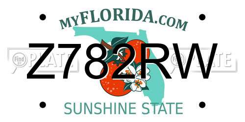 Z782RW Florida License Plate