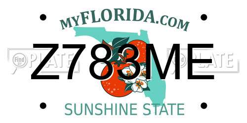 Z783ME Florida License Plate