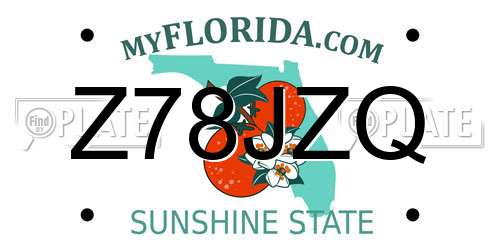 Z78JZQ Florida License Plate