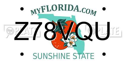Z78VQU Florida License Plate