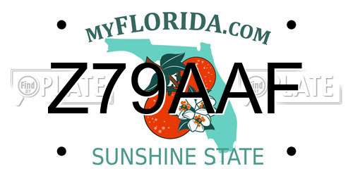 Z79AAF Florida License Plate