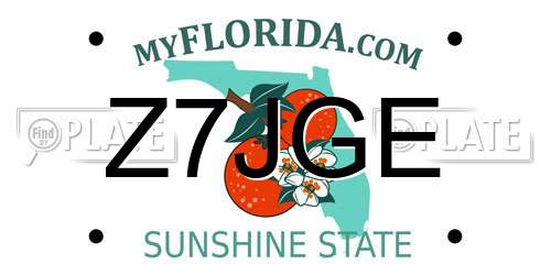 Z7JGE Florida License Plate