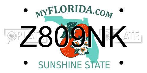 Z809NK Florida License Plate