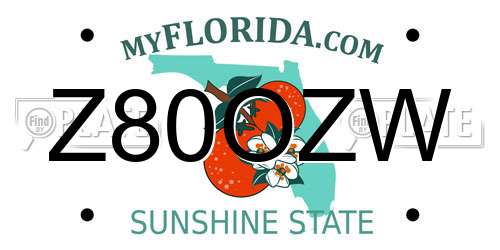 Z80OZW Florida License Plate