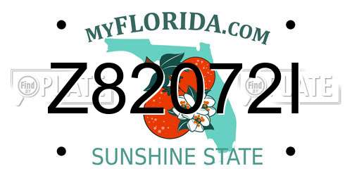 Z82072I Florida License Plate