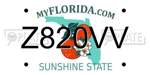 Z820VV Florida License Plate