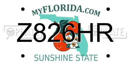 Z826HR Florida License Plate