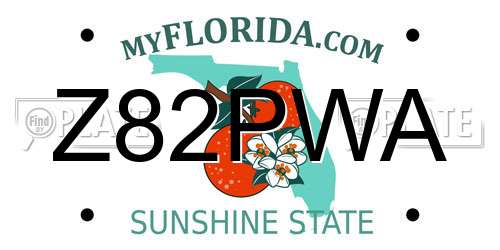 Z82PWA Florida License Plate
