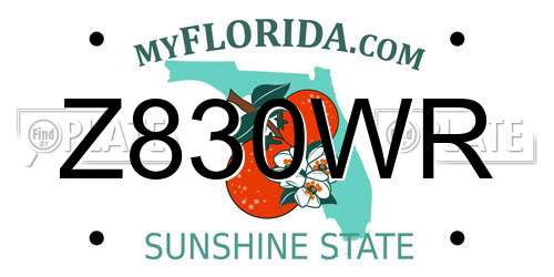 Z830WR Florida License Plate