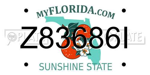 Z83686I Florida License Plate
