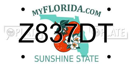 Z837DT Florida License Plate
