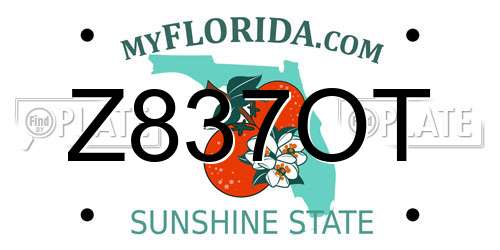 Z837OT Florida License Plate