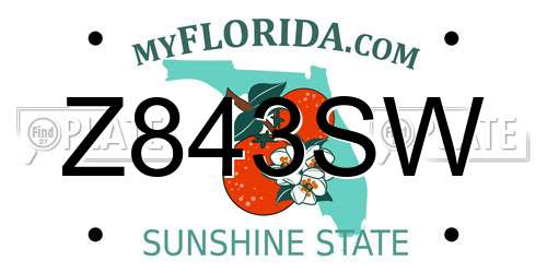 Z843SW Florida License Plate