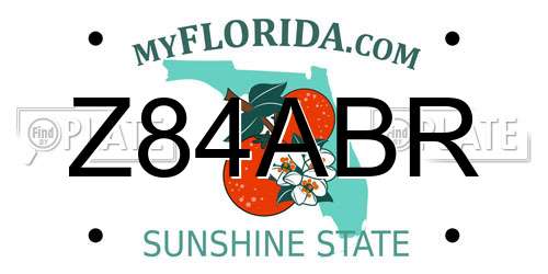 Z84ABR Florida License Plate