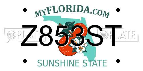Z853ST Florida License Plate