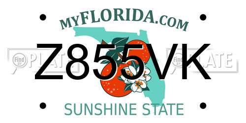 Z855VK Florida License Plate