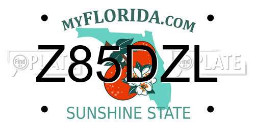 Z85DZL Florida License Plate
