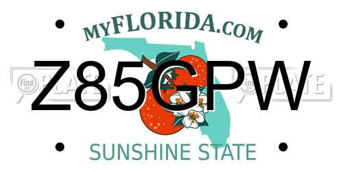 Z85GPW Florida License Plate