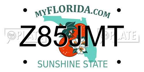 Z85JMT Florida License Plate