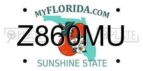 Z860MU Florida License Plate
