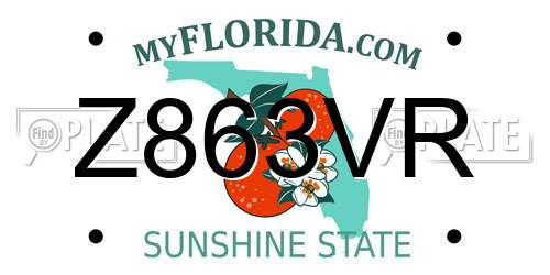 Z863VR Florida License Plate