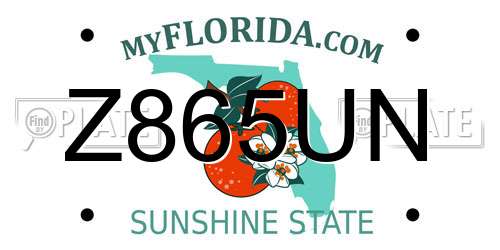 Z865UN Florida License Plate