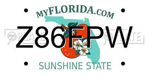 Z86FPW Florida License Plate