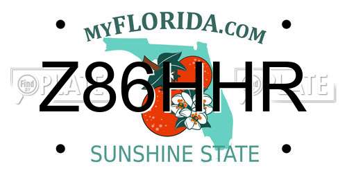 Z86HHR Florida License Plate