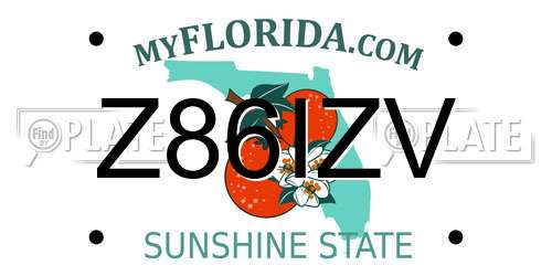 Z86IZV Florida License Plate
