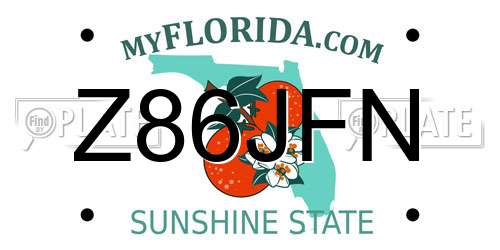 Z86JFN Florida License Plate