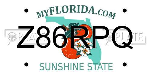 Z86RPQ Florida License Plate