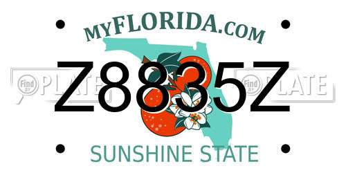 Z8835Z Florida License Plate