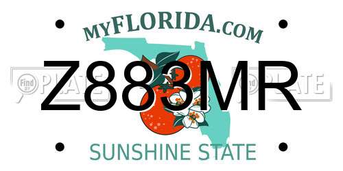 Z883MR Florida License Plate