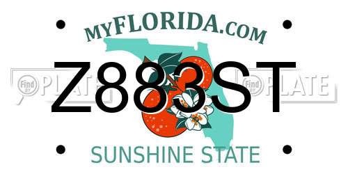 Z883ST Florida License Plate