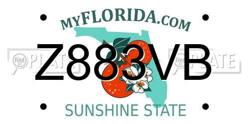 Z883VB Florida License Plate