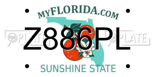 Z886PL Florida License Plate