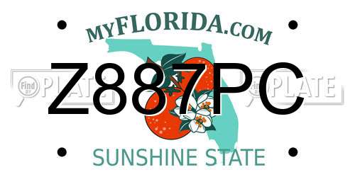 Z887PC Florida License Plate