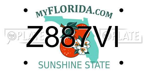 Z887VI Florida License Plate