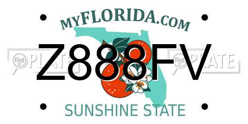 Z888FV Florida License Plate