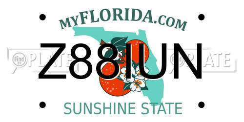 Z88IUN Florida License Plate