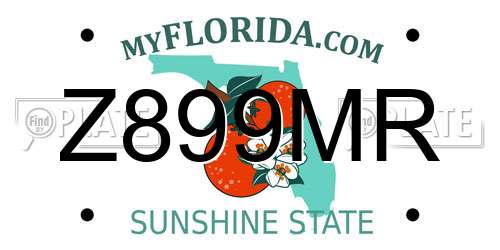 Z899MR Florida License Plate