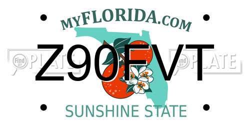 Z90FVT Florida License Plate