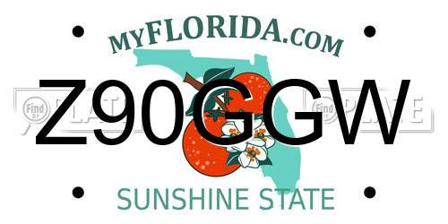 Z90GGW Florida License Plate