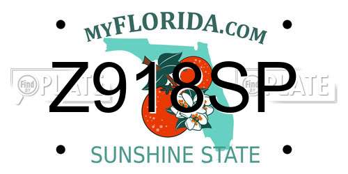Z918SP Florida License Plate