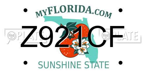 Z921CF Florida License Plate