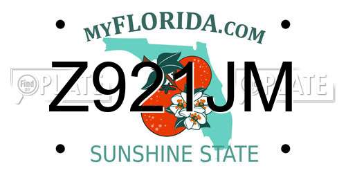 Z921JM Florida License Plate