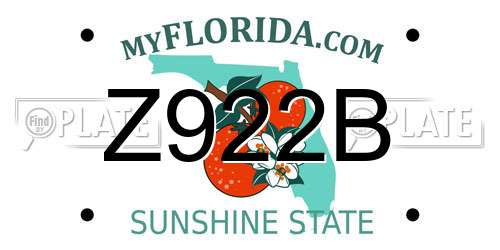 Z922B Florida License Plate