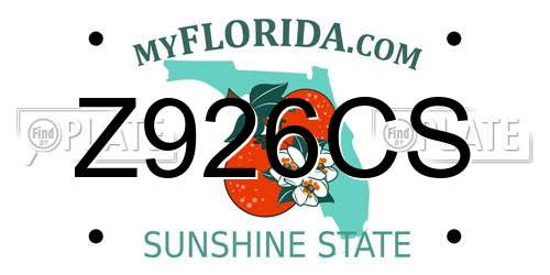Z926CS Florida License Plate