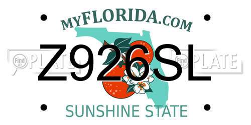 Z926SL Florida License Plate